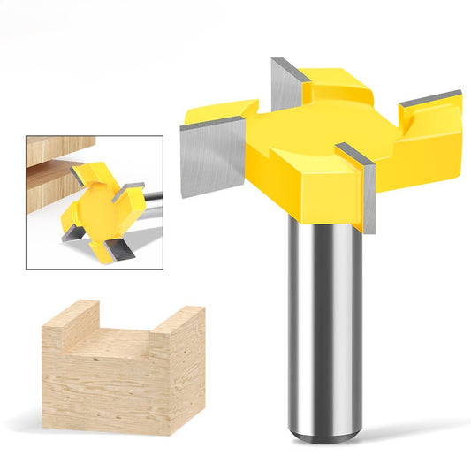 Four-blade T-knife Slotting knife 1/2 handle 12 handle woodworking milling cutter engraving machine cutter head Large diameter slotting knife T-knife