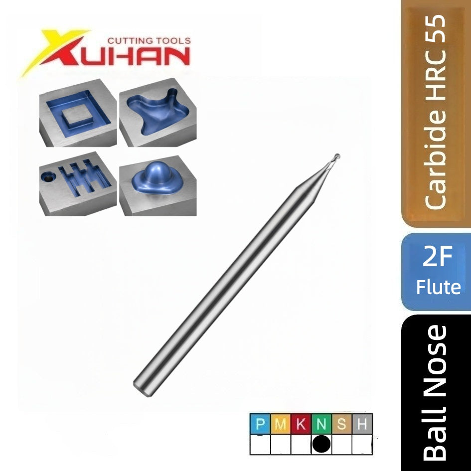 2 Flute Micro Carbide End Mill Square / Ball Nose CNC Cutter HRC 55