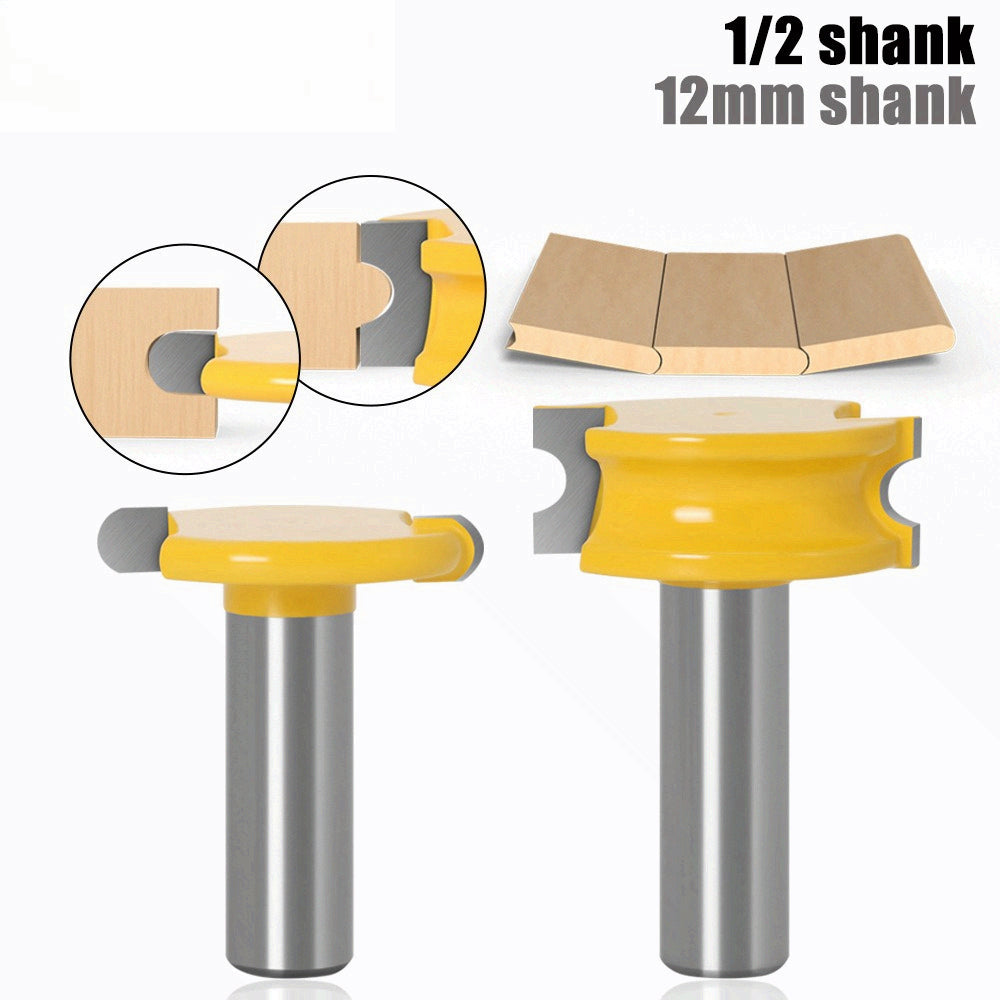2-Piece set of 12 shank 1/2 shank arc T-shaped tenon cutter floor cutter puzzle cutter woodworking milling cutter trimming machine milling cutter