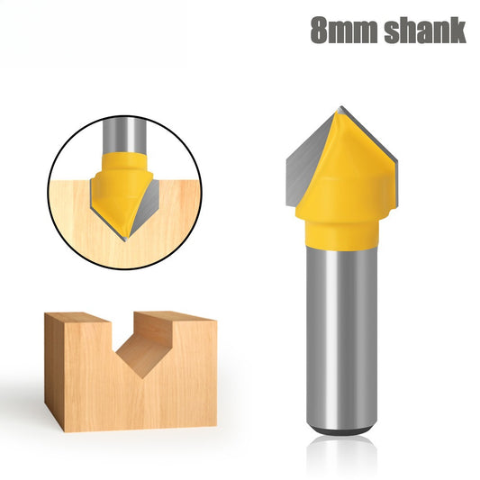 8 handle 90 degree V knife woodworking milling cutter trimming machine cutter head aluminum plastic plate slotting integrated wall folding knife