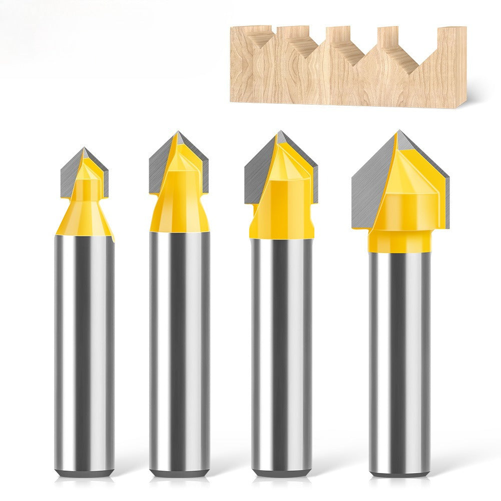 90 degree V-shaped knife 8 handle woodworking milling cutter v-slot trimming machine cutter head Aluminum plastic plate slotting integrated wall folding cutter head