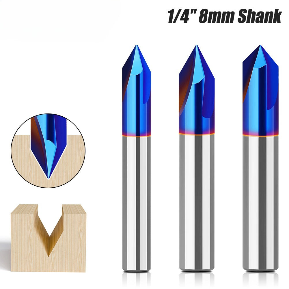 3 edge 60 degree 90 degree integral alloy slotting knife relief carving knife double edge slope coating end mill v type milling cutter