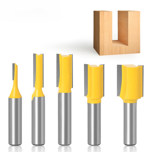 5-Piece set of 8 handle slotted straight knife woodworking double blade straight knife engraving woodworking milling cutter trimming machine cutter head 8 handle cutter head