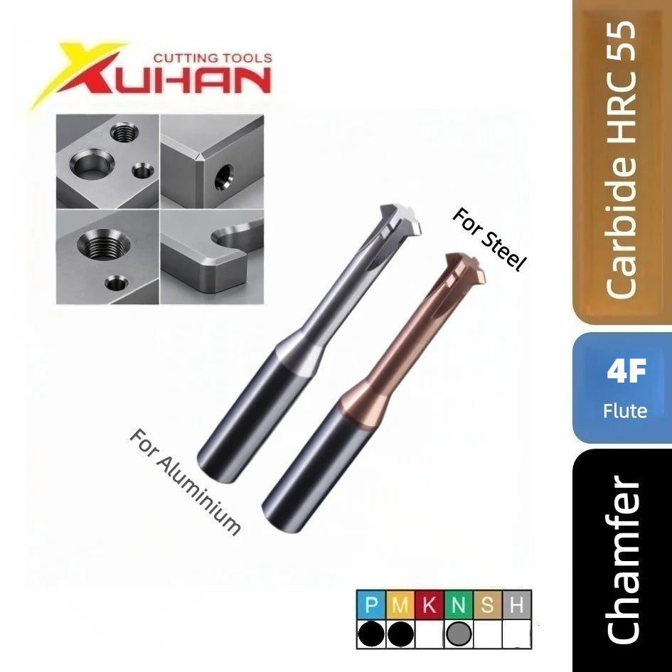 60°/90°/120° Carbide Chamfer End Mill Coated for Deburring and Edge Finishing HRC 55