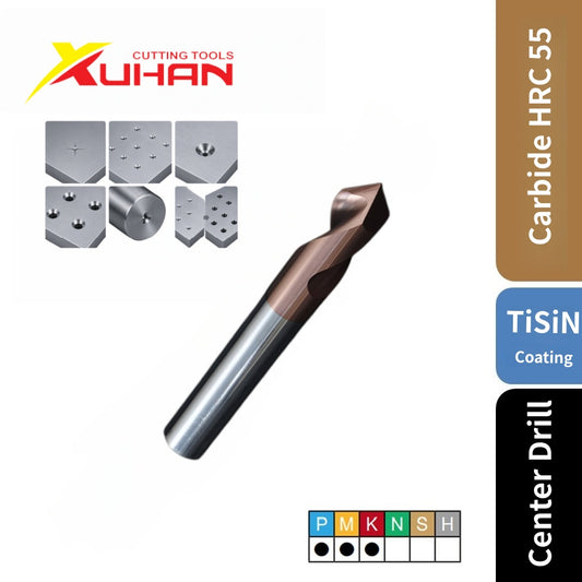 90° Carbide Center Drill TiSiN Coated Spotting Drill CNC Positioning Drill for Steel HRC55
