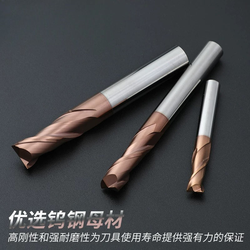 55° 2 Flutes Keyseat Milling Cutter, Solid Carbide End Mill, Flat Bottom Long Length Coated Milling Tool for Steel CNC Machining