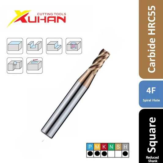 4 Flute SPIRAL Carbide End Mill Reduced Shank TiSiN HRC 55