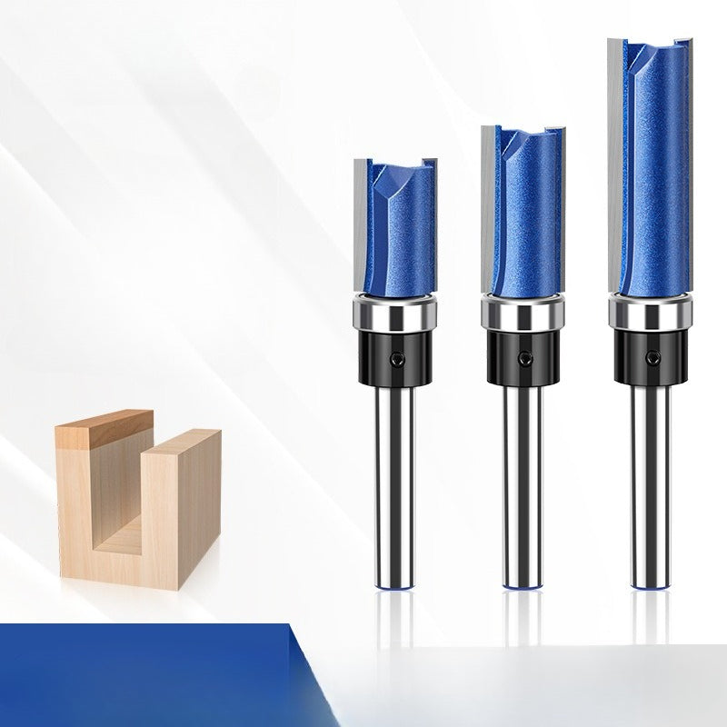 1/4 handle 6 handle inch slotted woodworking milling cutter, bearing straight knife trimming knife engraving machine trimming machine alloy cutter head