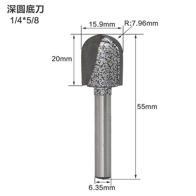Deep round bottom cutter Round bottom cutter Woodworking milling cutter Slotting cutter Edge trimming machine Knife head Engraving machine Bakelite gong cutter