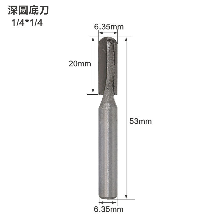 Deep round bottom cutter Round bottom cutter Woodworking milling cutter Slotting cutter Edge trimming machine Knife head Engraving machine Bakelite gong cutter