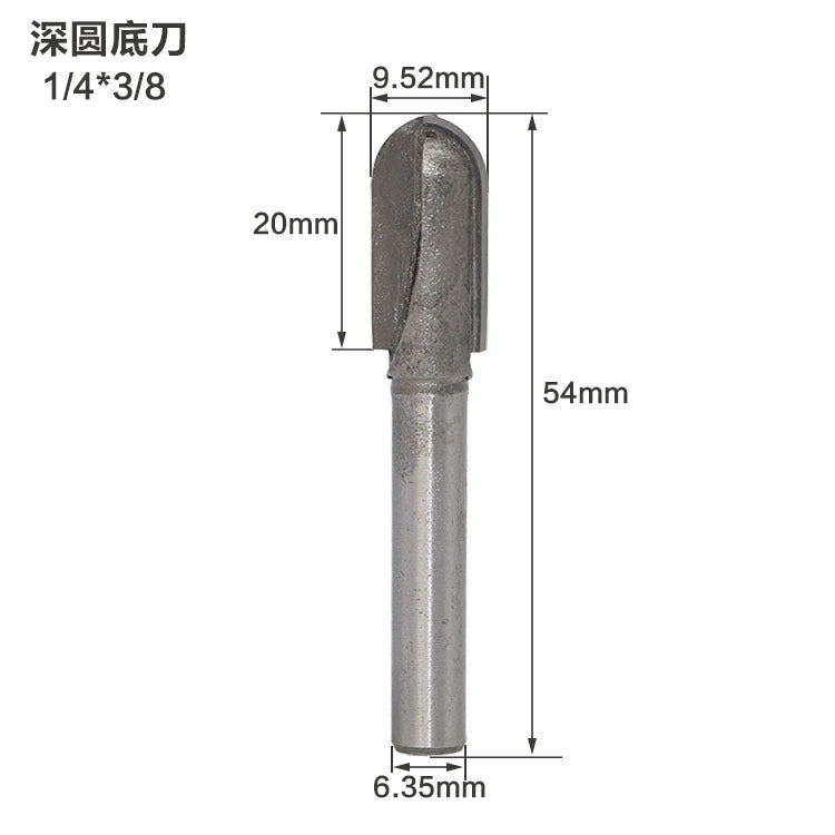 Deep round bottom cutter Round bottom cutter Woodworking milling cutter Slotting cutter Edge trimming machine Knife head Engraving machine Bakelite gong cutter