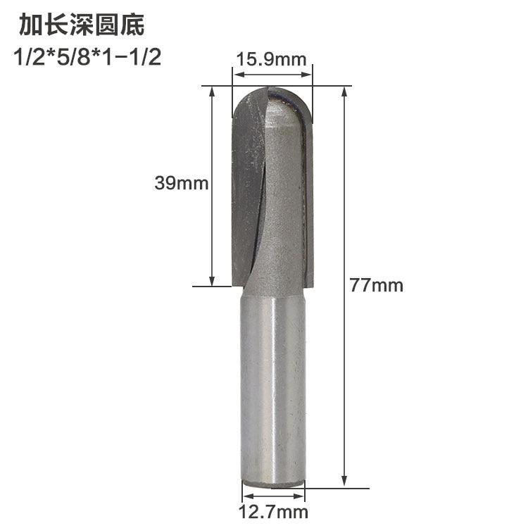 Deep round bottom cutter Round bottom cutter Woodworking milling cutter Slotting cutter Edge trimming machine Knife head Engraving machine Bakelite gong cutter