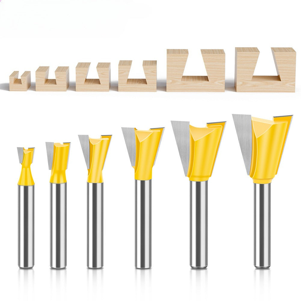 6-Piece set 1/4 handle 6 handle dovetail knife, Zikou Xun knife, woodworking milling cutter, carving knife, small dovetail knife
