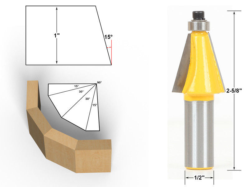 1/2 shank 1/4 shank, high-grade bevel knife bevel knife bevel knife woodworking milling cutter 15 degree bevel knife