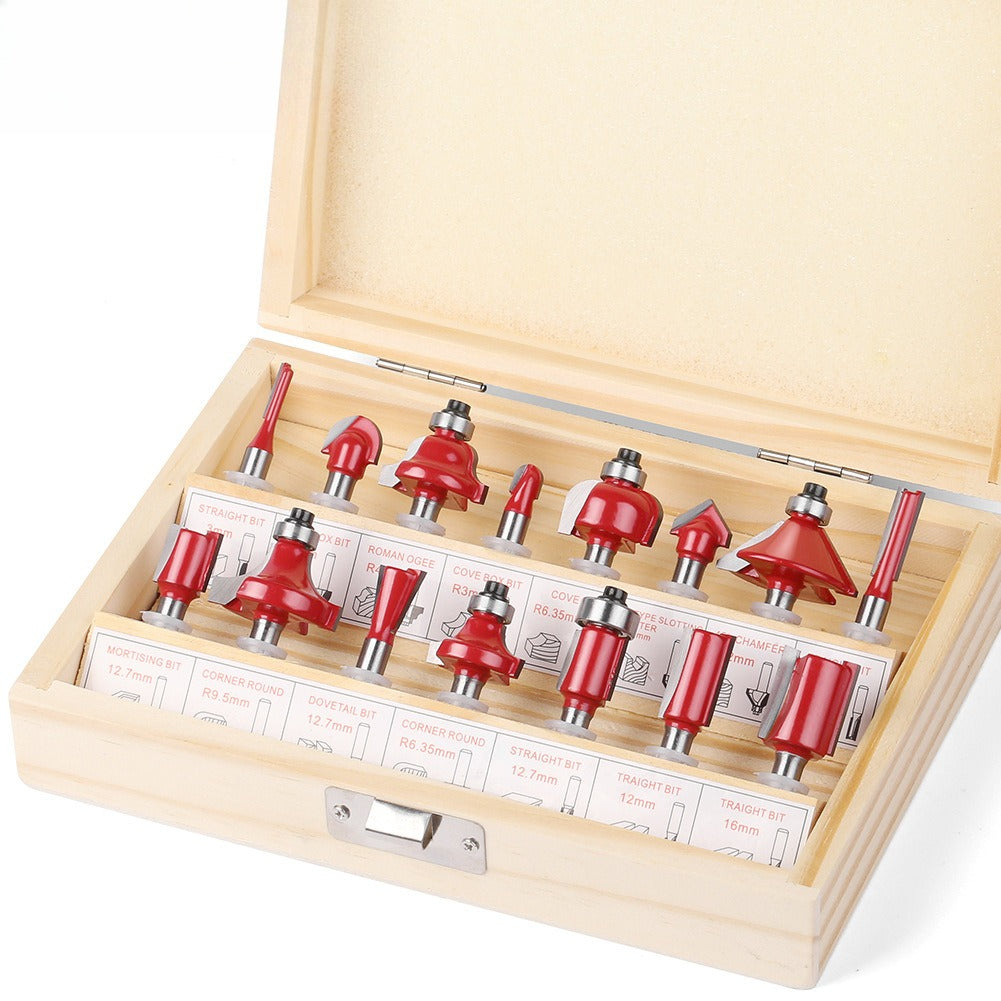 15-piece set 1/4 handle 1/2 handle 8 handle 6 handle woodworking milling cutter set 12-piece set woodworking slotting milling cutter