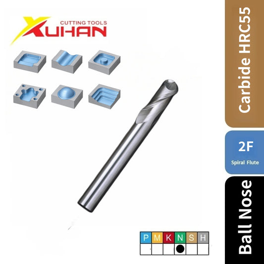 2 Flute Ball Nose Carbide End Mill for AluminiumTiSiN HRC55