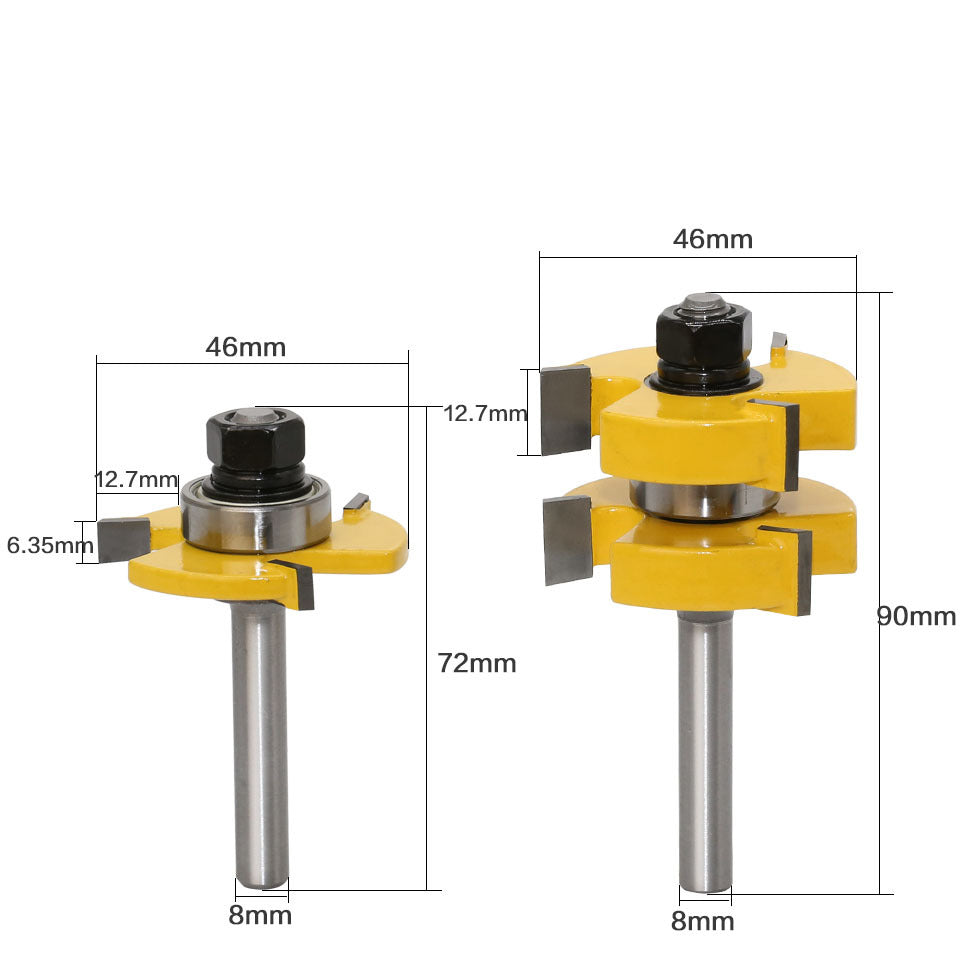 8 handle 3 tooth T-shaped tenon knife Jigsaw knife Floor knife Tenon knife Woodworking milling cutter