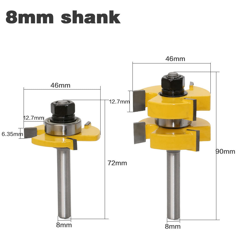 8 handle 3 tooth T-shaped tenon knife Jigsaw knife Floor knife Tenon knife Woodworking milling cutter