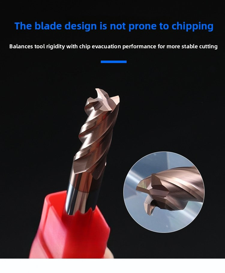 HRC55 Solid Carbide 4 Flute Square End Mill, Extra Long Straight Shank Coated CNC Cutter for Steel