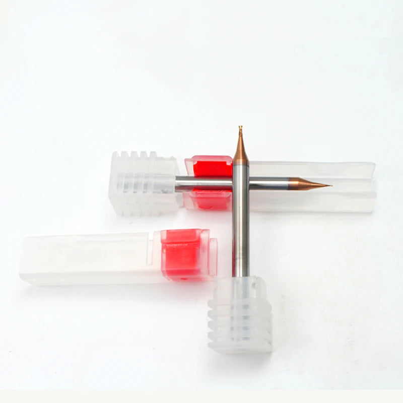 HRC60 0.2-0.9mm 2 Flute Micro Flat Ball nose End Mill 4mm Shank Tungsten Carbide CNC Router Bit TiCN Coated Mini Milling Cutter