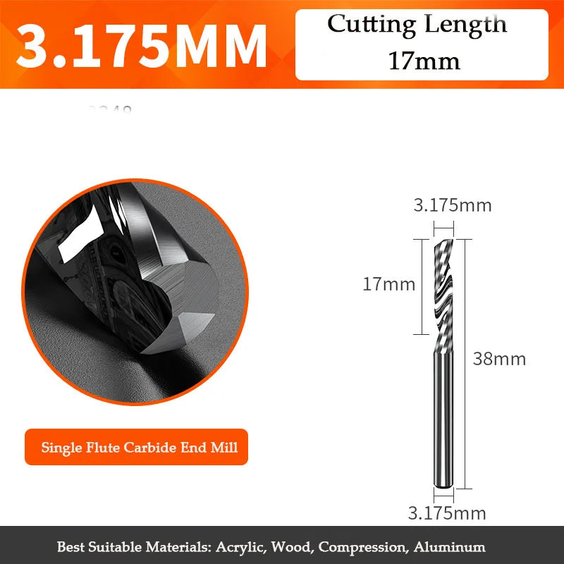 5A carbide single flute inch end mill for woodworking tools aluminum cutting tool cnc milling cutter Wood milling cutter
