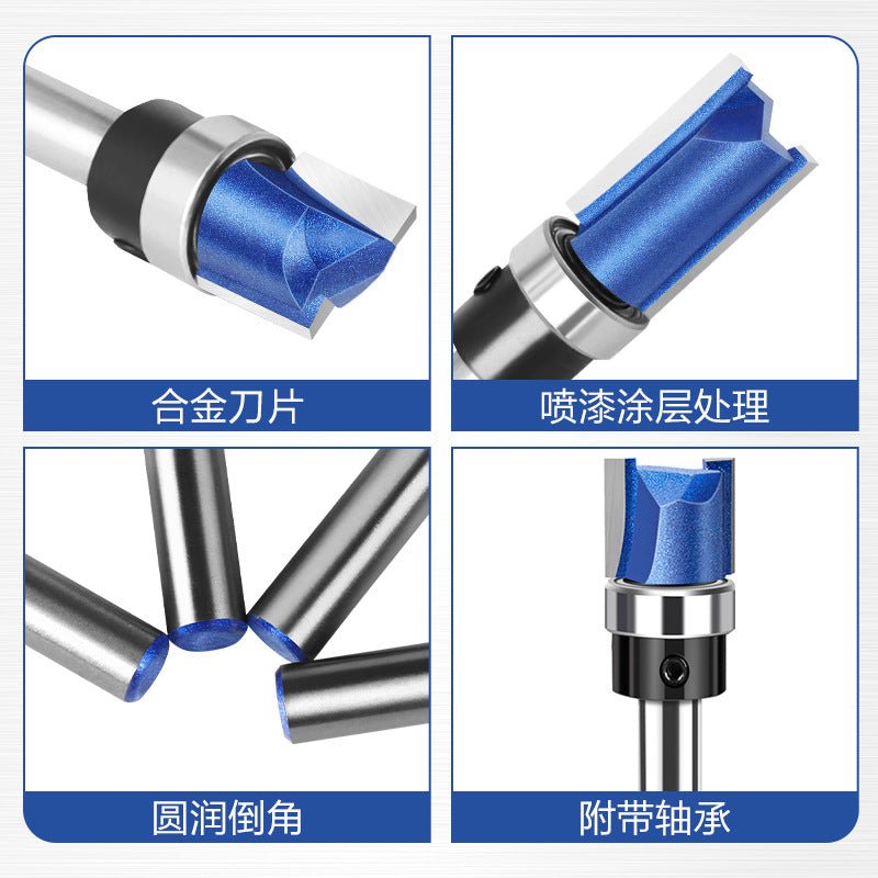 1/4 handle 6 handle inch slotted woodworking milling cutter, bearing straight knife trimming knife engraving machine trimming machine alloy cutter head