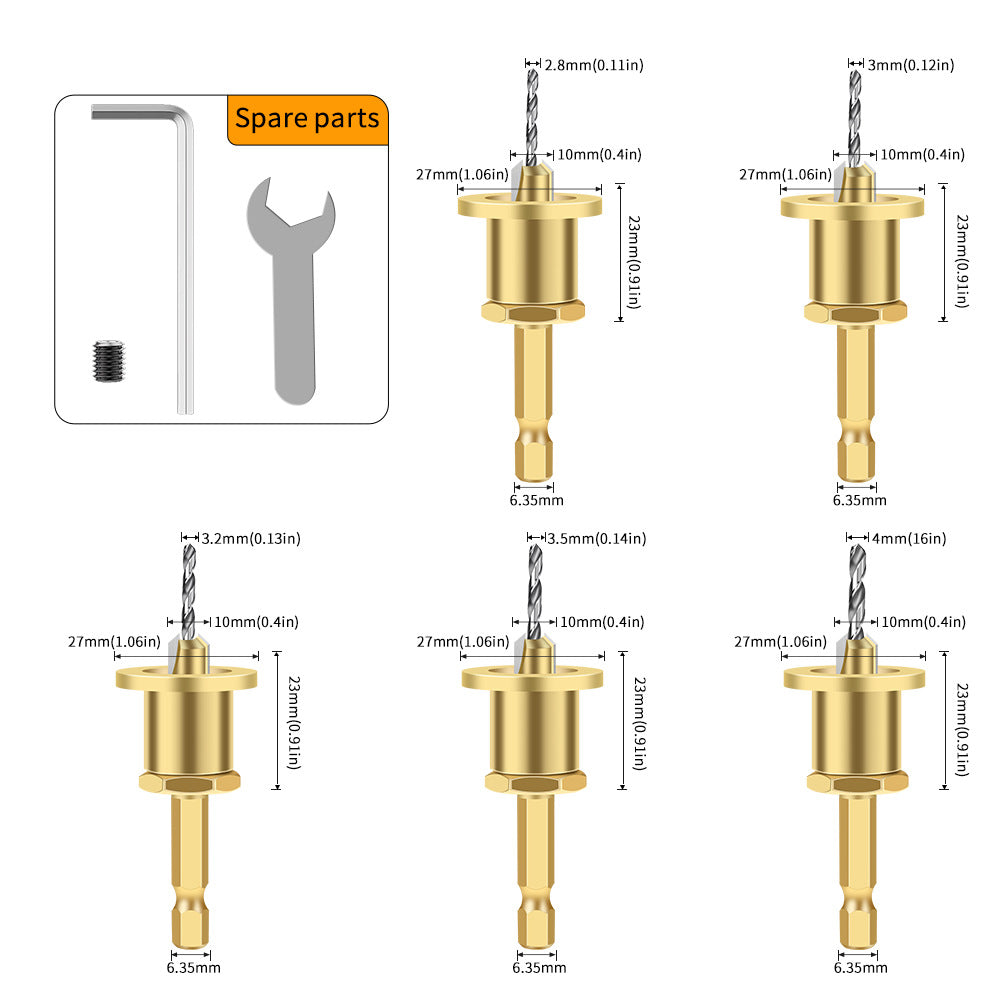 Adjustable hexagonal shank countersunk hole drilling tapered hole drilling screw step drill self-tapping screw alloy head wood installation