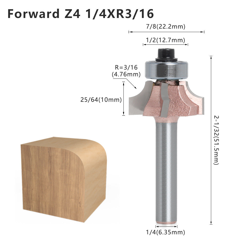 Four-blade rounded corner knife, edge banding knife, forward rotation and reverse rotation, double R line knife, woodworking decoration cabinet door edge banding strip, wall board