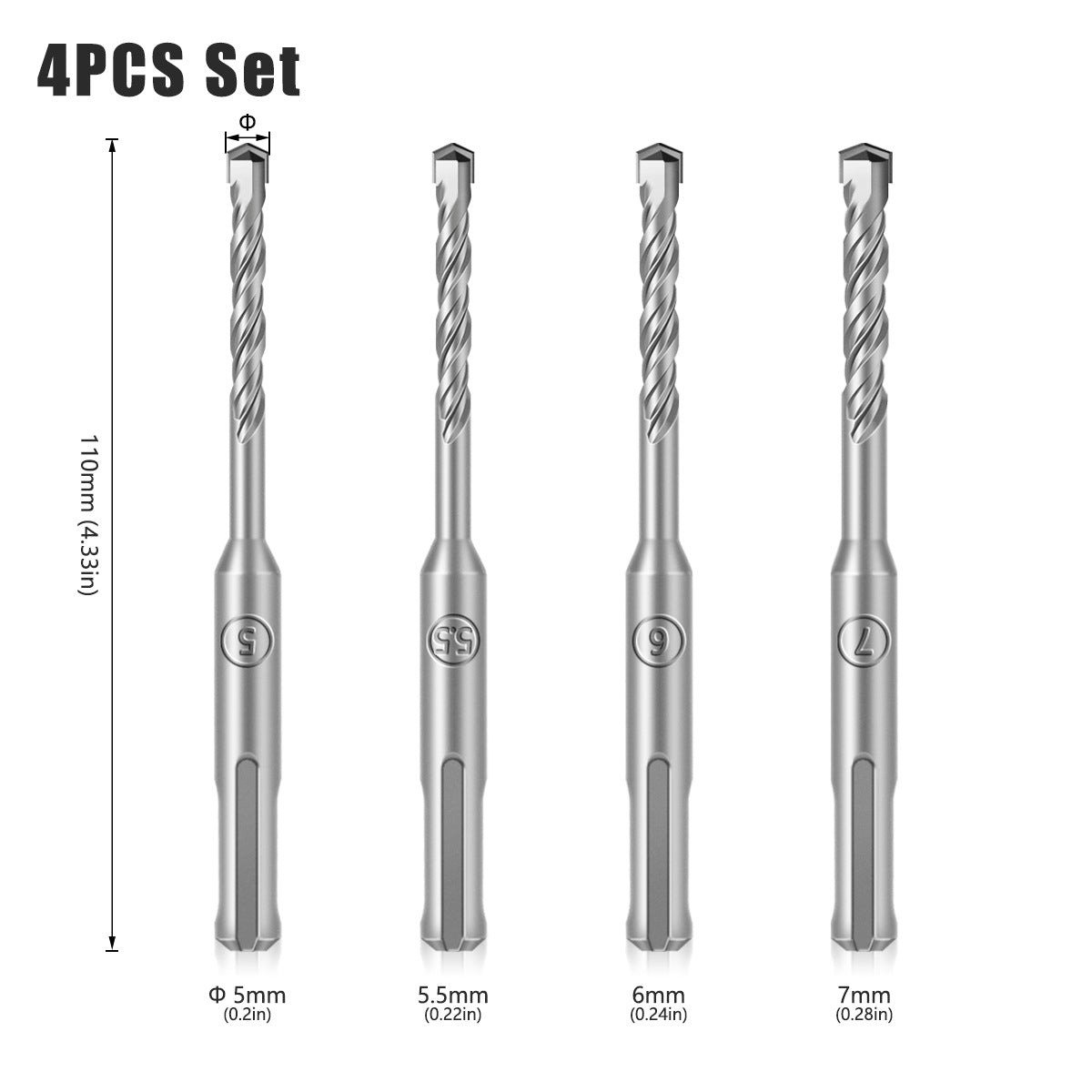 Drill bit chisel set, drill bit set round handle, pointed chisel flat chisel, masonry chisel concrete, electric power steel chisel