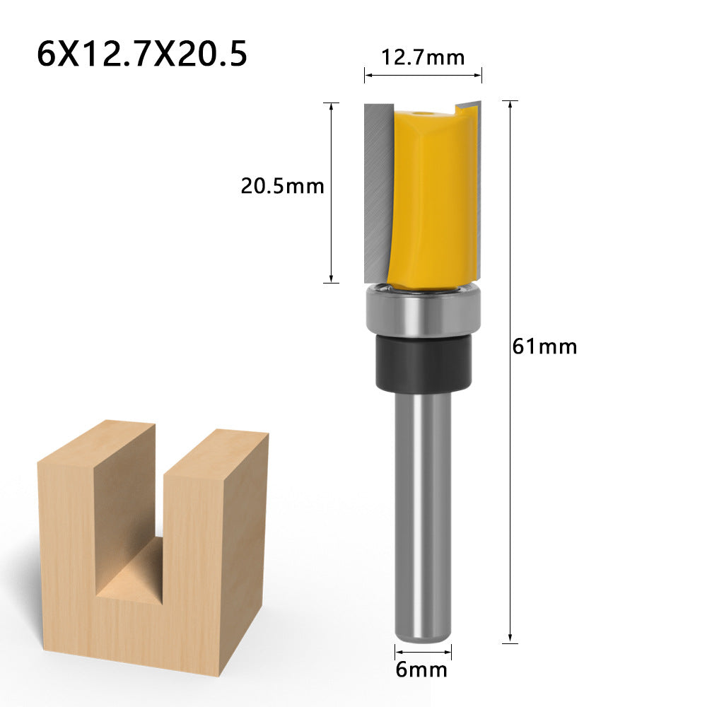 3-Piece set imitation trimming knife bearing straight knife slotting knife trimming knife engraving woodworking milling cutter trimming machine head