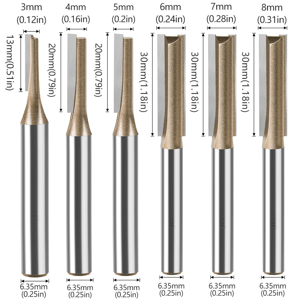 20-Piece set of 1/4 handle professional grade alloy double-edged straight knife slotting knife woodworking milling cutter grooving knife trimming machine engraving