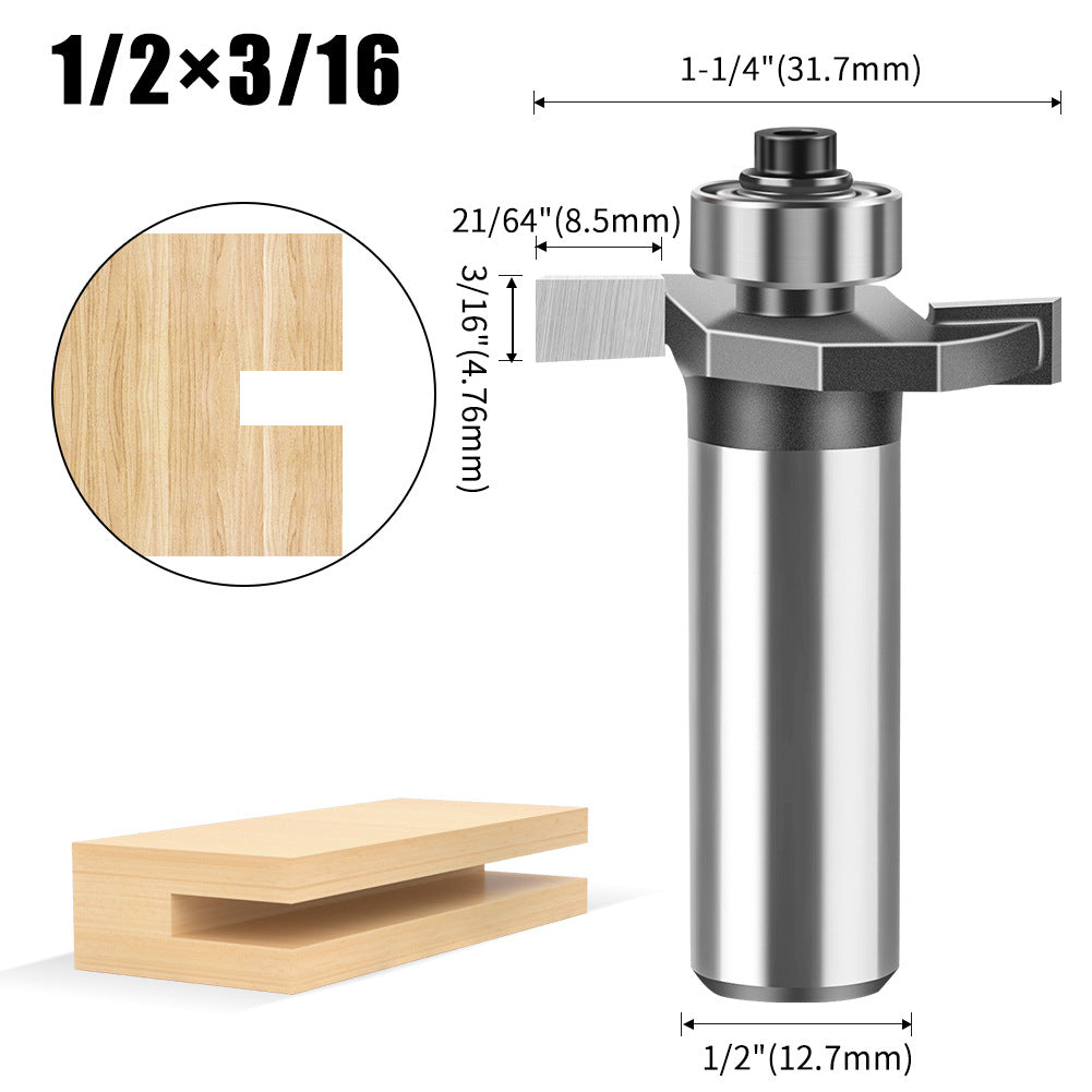 1/4 handle 1/2 handle ball T-cutter woodworking milling cutter slotting cutter slotting cutter 2-in-1 slotting begonia angle milling cutter