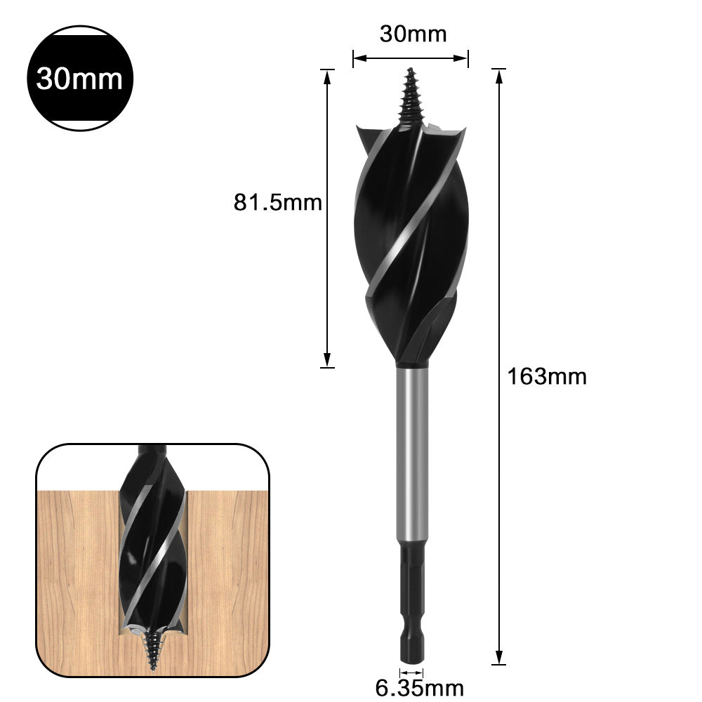 Woodworking drill Four-blade woodworking hole opener, door lock reamer, four-slot reamer Hexagonal handle, drawer opening
