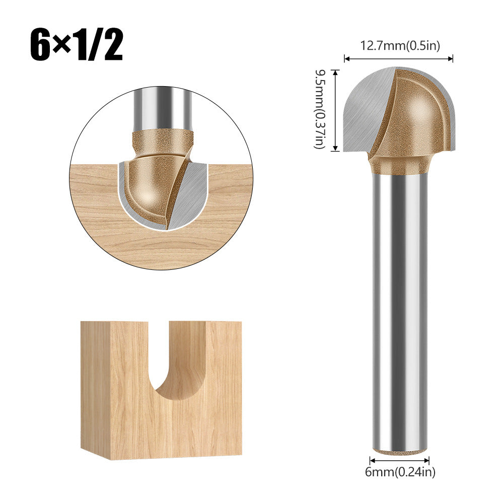 1/4 handle professional grade round bottom cutter woodworking milling cutter slotting cutter arc trimming machine engraving machine electric milling gong cutter head