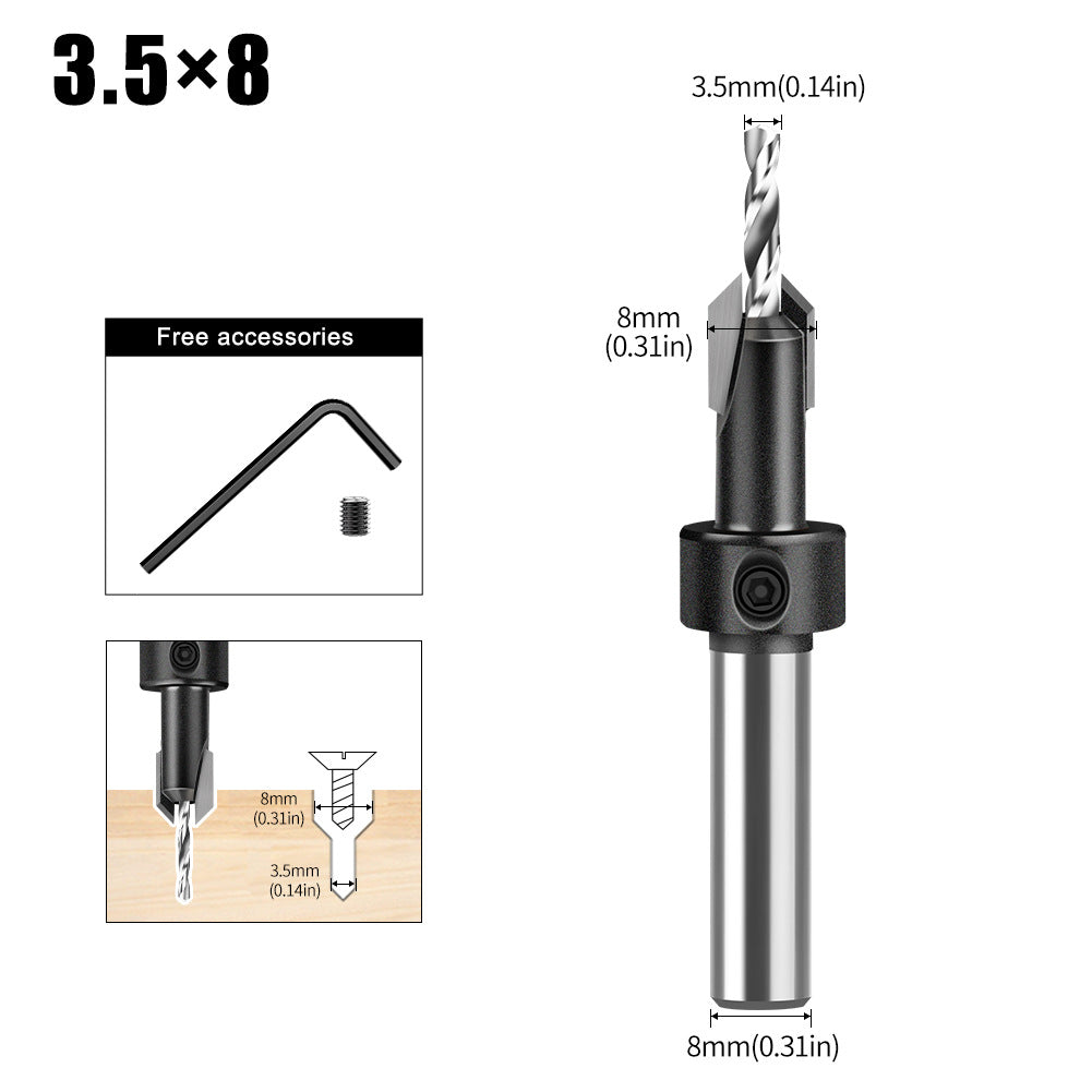 Woodworking countersink drill cone hole opener hole drill alloy head screw ladder drill wood self-tapping screw installation ladder