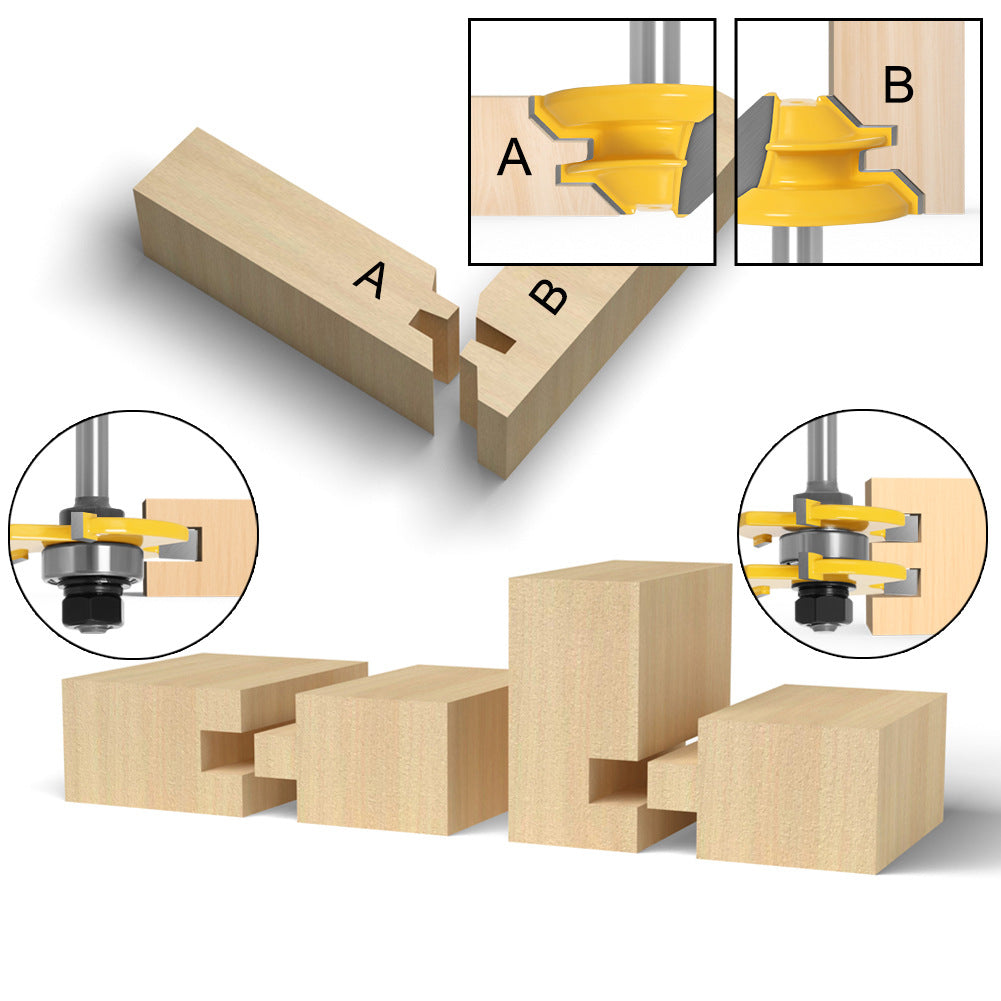 3-piece set of 45-degree mortise knife + 3-tooth T-shaped mortise knife 8mm handle puzzle knife floor knife straight knife mortise knife