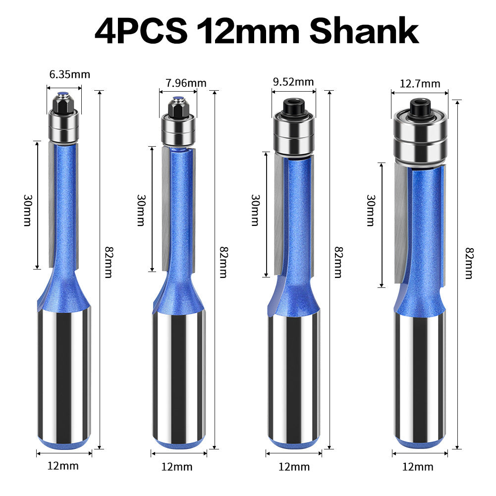 Professional grade head double bearing trimming knife 1/2 handle 12 handle trimming machine knife head woodworking side milling cutter trimming knife