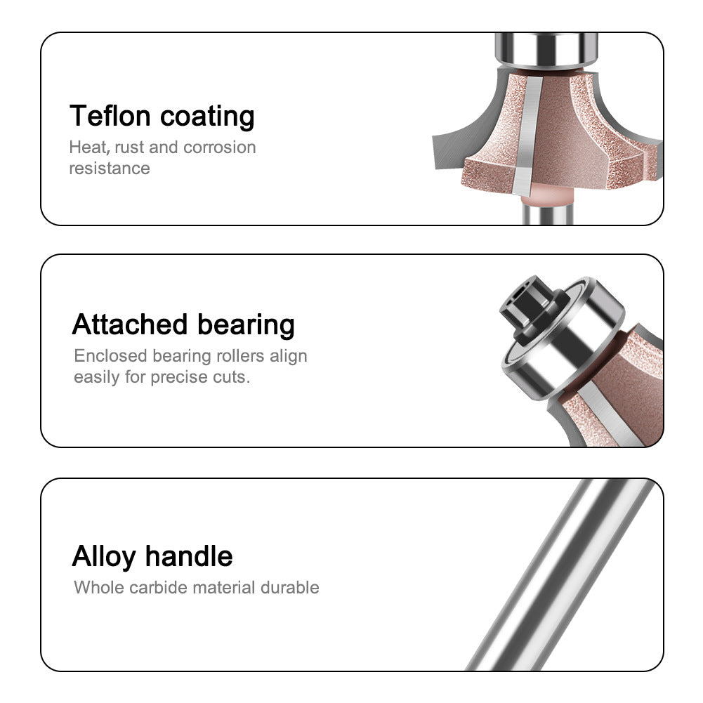 6Mm shank four-blade positive and reverse edge banding knife rounded corner knife arc trimming knife woodworking chamfering knife