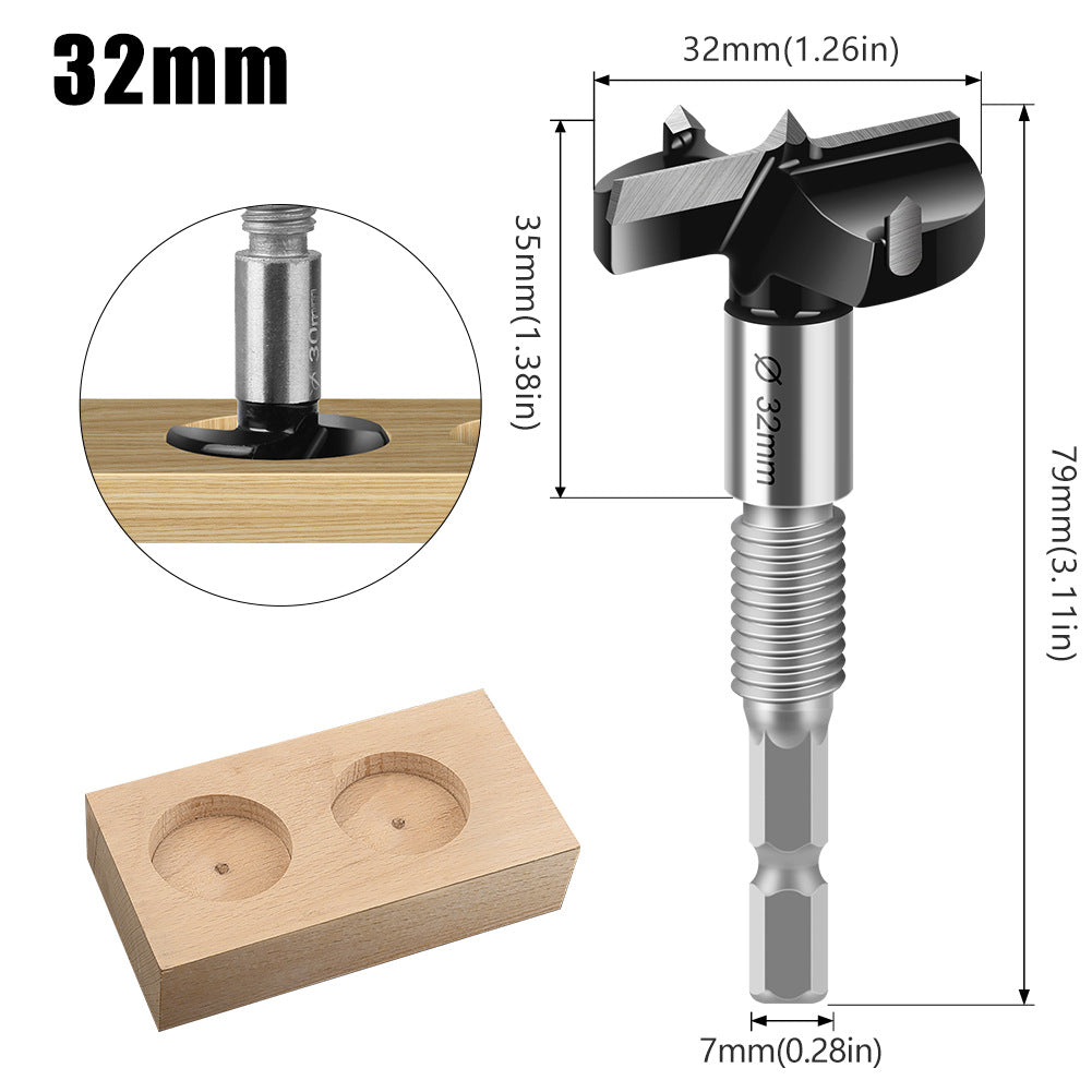 Multifunctional extended woodworking hole opener, external thread flat wing drill, extended limit wooden board hand drill, reaming drill bit