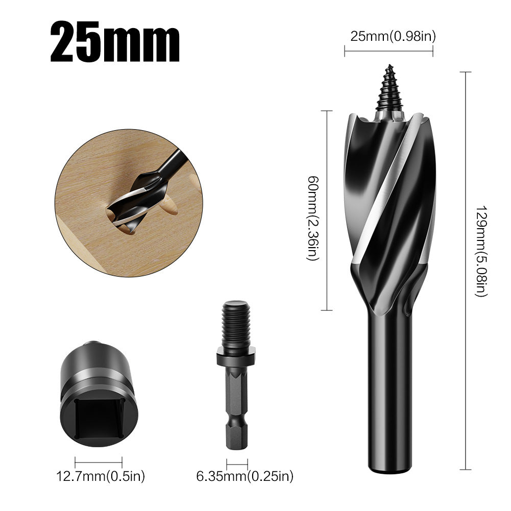 Hexagonal shank hole opener, four-slot four-blade woodworking drill set, outdoor manual multi-purpose drill