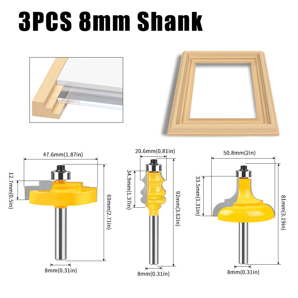 3-Piece photo frame cutter woodworking milling cutter set panel cutter European photo frame line cutter classical line cutter