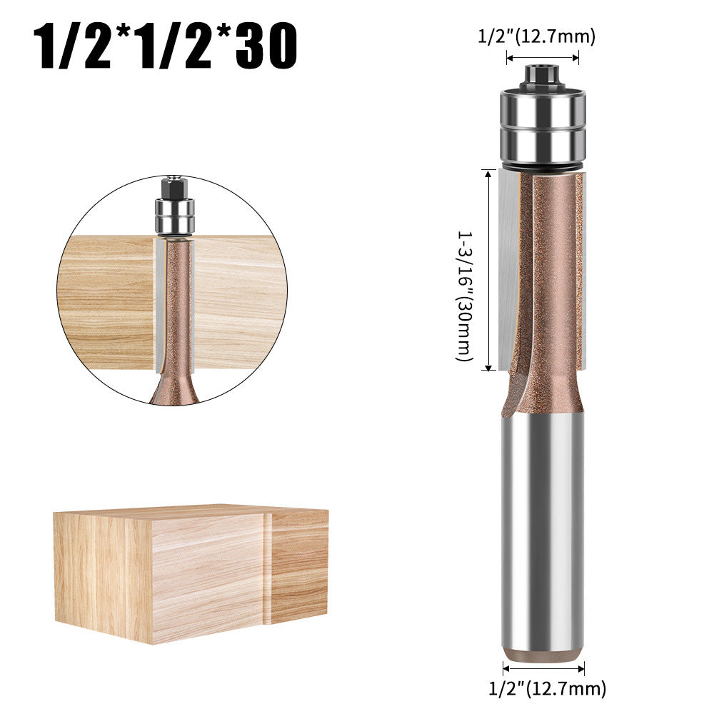 Professional grade 1/2 shank head double bearing trimming knife tungsten steel imitation woodworking milling cutter trimming alloy blade bearing
