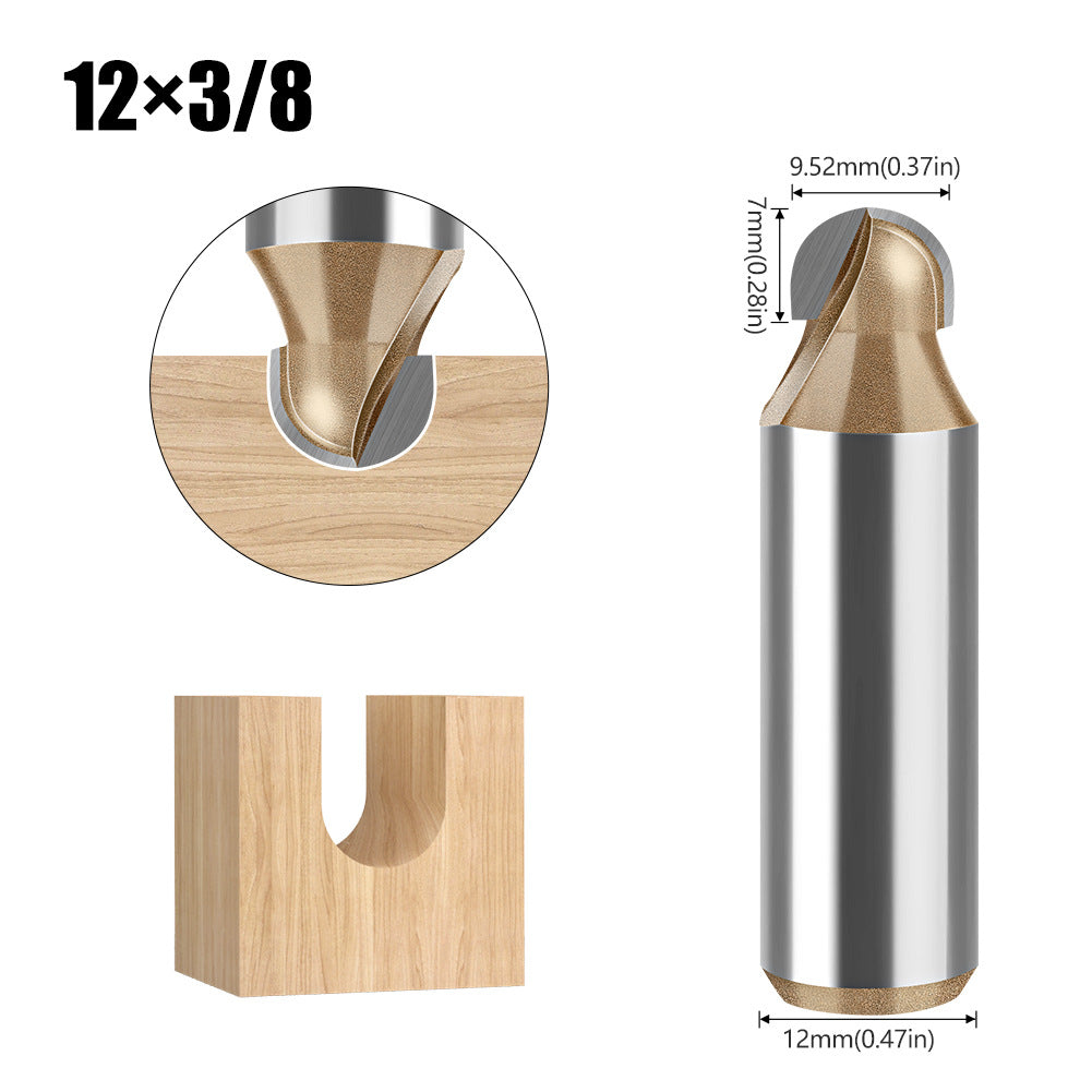 Professional grade round bottom cutter woodworking milling cutter slotting cutter 1/2 handle arc trimming machine engraving machine electric milling gong cutter head
