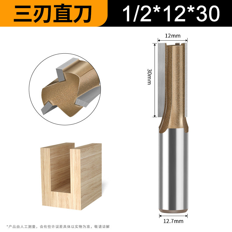 1/4 handle 1/2 handle professional grade three-blade straight knife woodworking special milling cutter head slotting knife woodworking knife trimming grooving knife