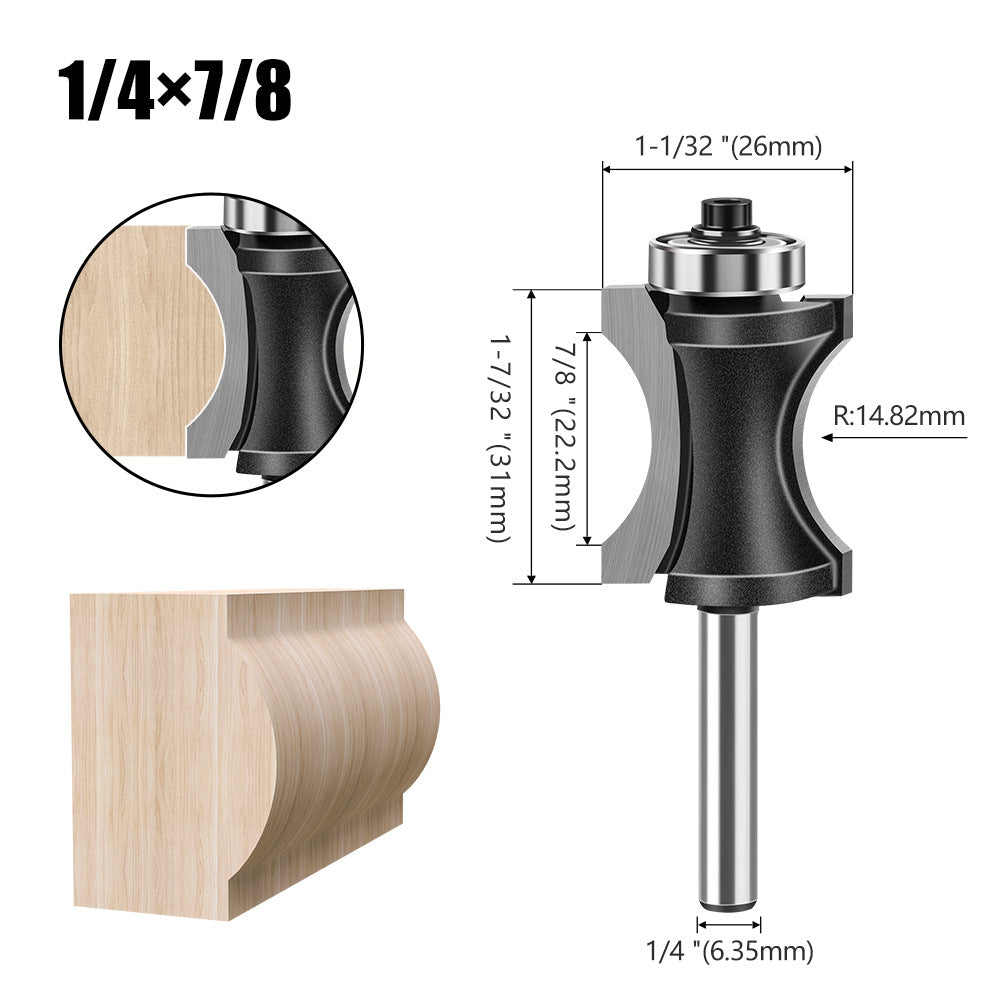 Bearing flat bottom arc knife engraving machine wood board rounded corner cutter woodworking milling cutter stair floor cutter gong milling cutter