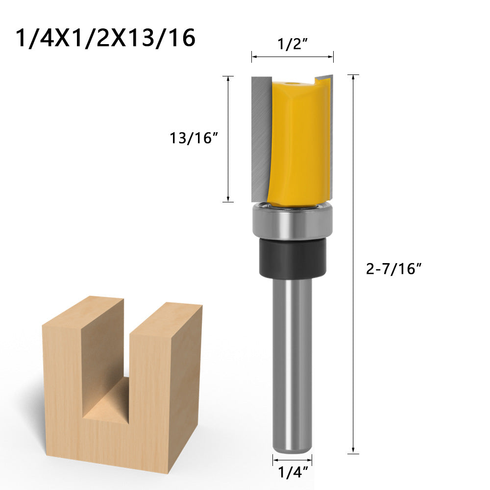 3-Piece set imitation trimming knife bearing straight knife slotting knife trimming knife engraving woodworking milling cutter trimming machine head