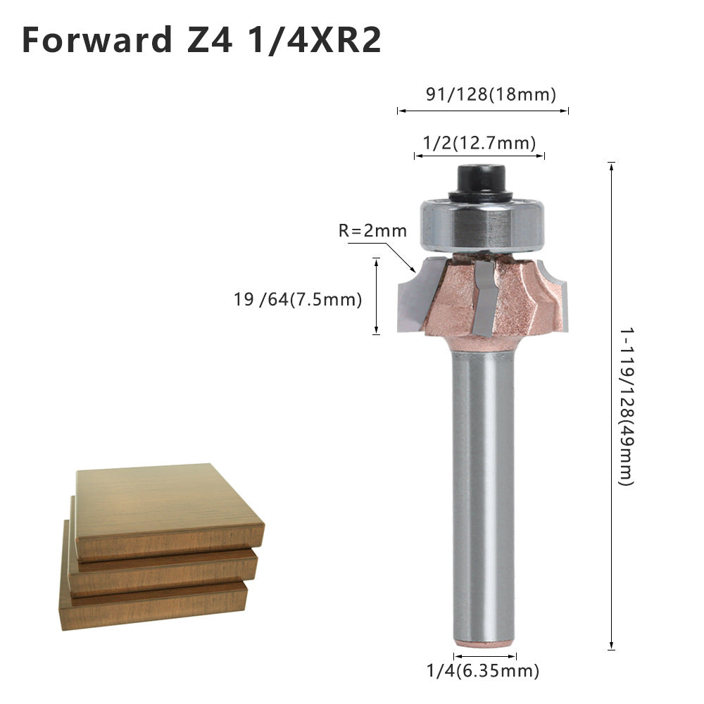 Four-blade rounded corner knife, edge banding knife, forward rotation and reverse rotation, double R line knife, woodworking decoration cabinet door edge banding strip, wall board