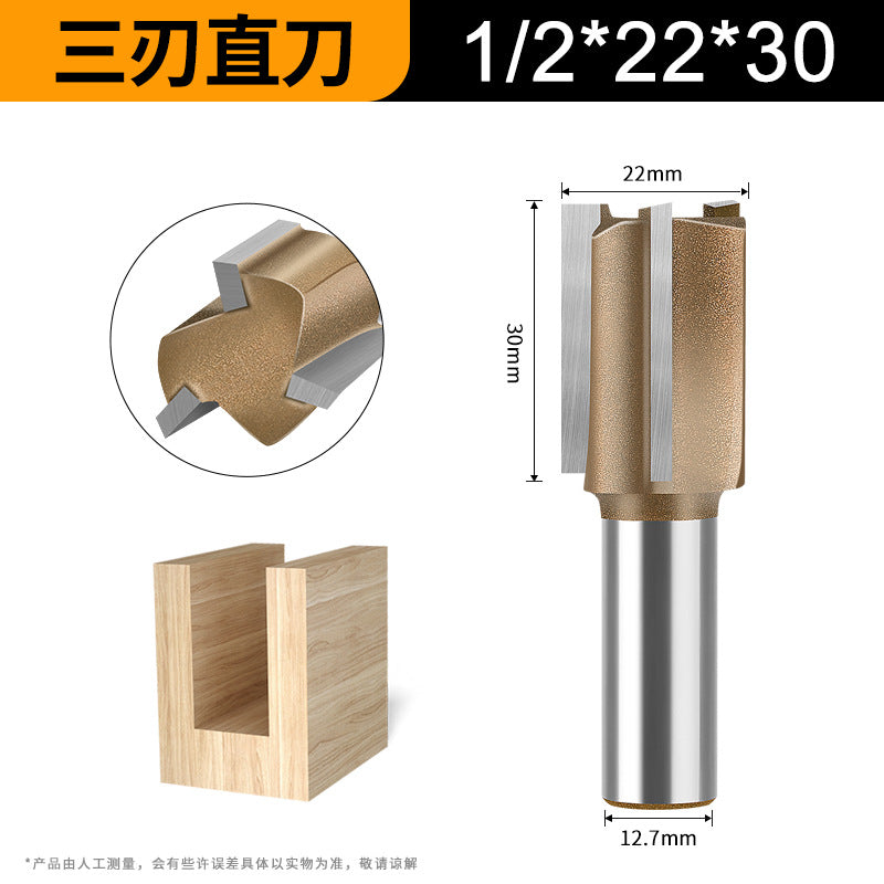 1/4 handle 1/2 handle professional grade three-blade straight knife woodworking special milling cutter head slotting knife woodworking knife trimming grooving knife