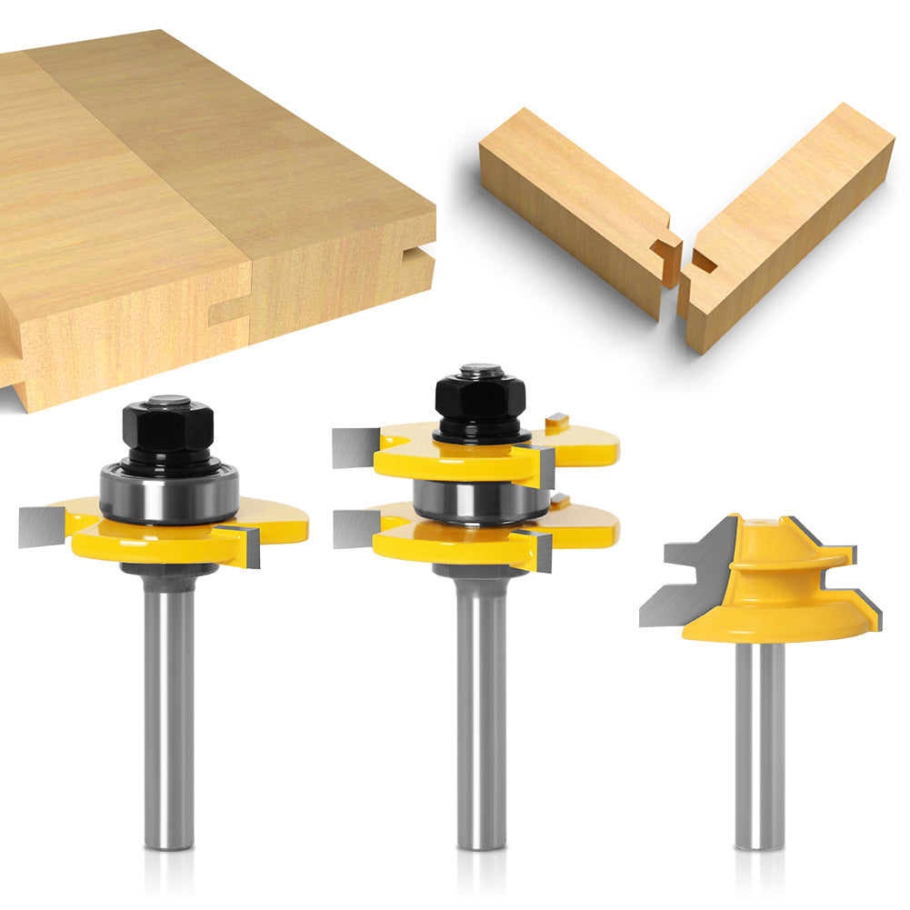 3-piece set of 45-degree mortise knife + 3-tooth T-shaped mortise knife 8mm handle puzzle knife floor knife straight knife mortise knife