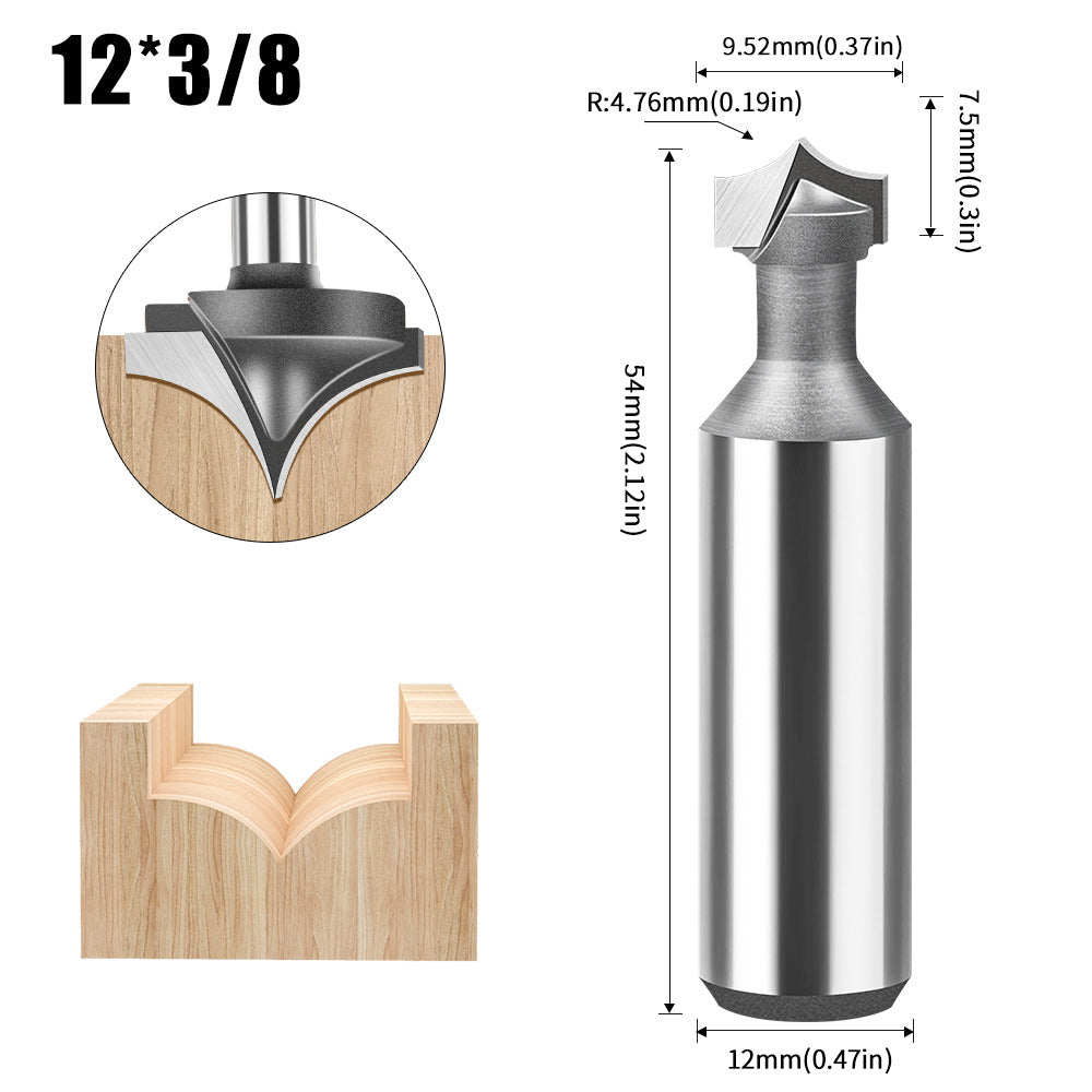 6 handle 12 handle woodworking pointed nozzle carving knife trimming machine line knife, inverted arc knife, rounded corner cutter milling cutter